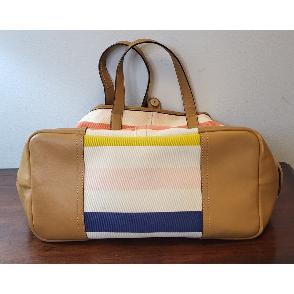 Coach Hadley Multistripe Canvas/Leather Duffle Tote M1382-F30041 - Picture 13 of 16